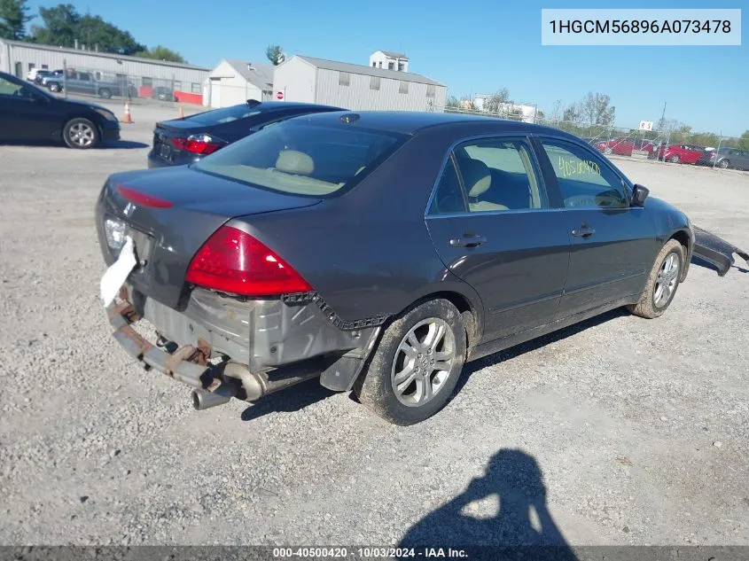 2006 Honda Accord 2.4 Ex VIN: 1HGCM56896A073478 Lot: 40500420