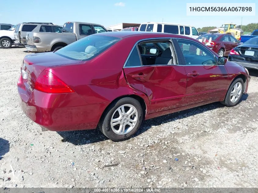 2006 Honda Accord 2.4 Se VIN: 1HGCM56366A067898 Lot: 40576265