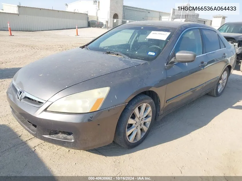 2006 Honda Accord 3.0 Ex VIN: 1HGCM66536A064433 Lot: 40630662