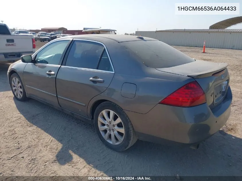 2006 Honda Accord 3.0 Ex VIN: 1HGCM66536A064433 Lot: 40630662