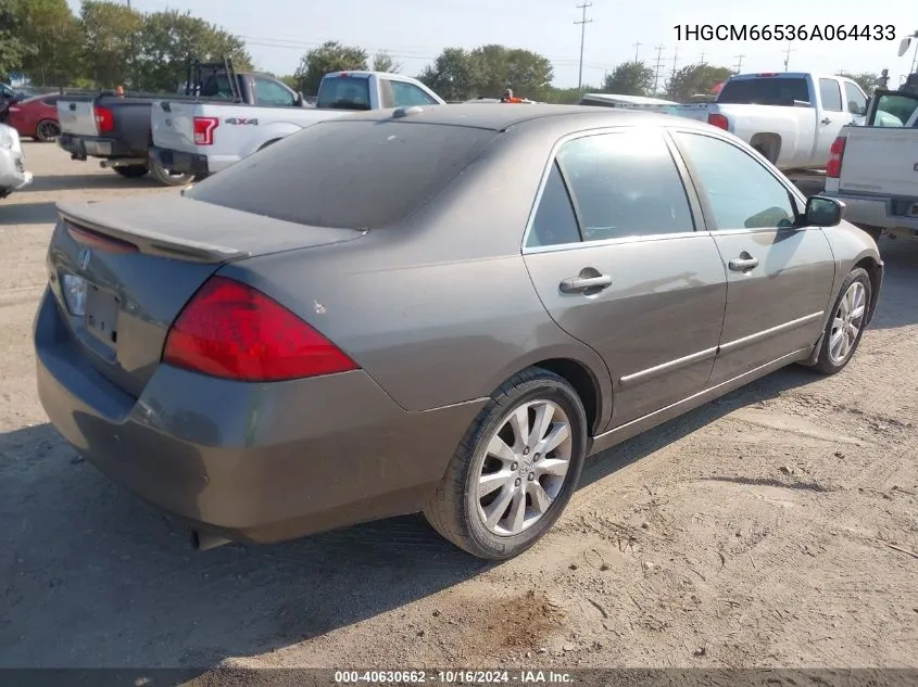 2006 Honda Accord 3.0 Ex VIN: 1HGCM66536A064433 Lot: 40630662