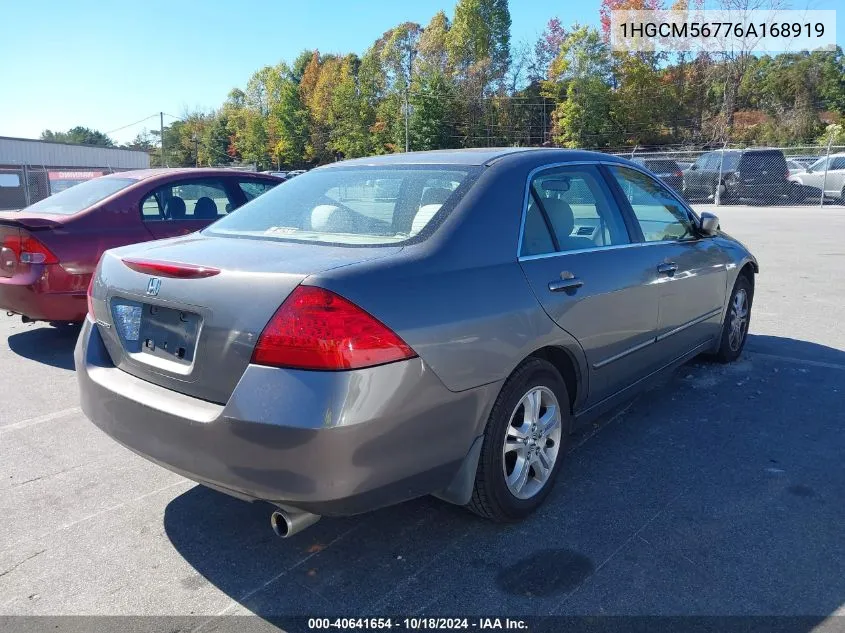 2006 Honda Accord 2.4 Ex VIN: 1HGCM56776A168919 Lot: 40641654