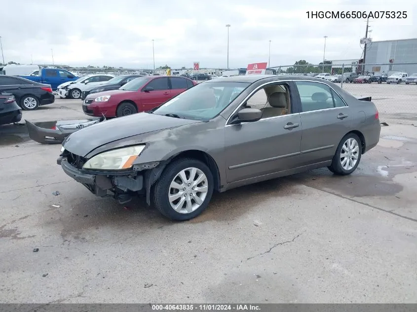 2006 Honda Accord 3.0 Ex VIN: 1HGCM66506A075325 Lot: 40643835