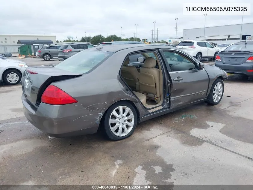 2006 Honda Accord 3.0 Ex VIN: 1HGCM66506A075325 Lot: 40643835