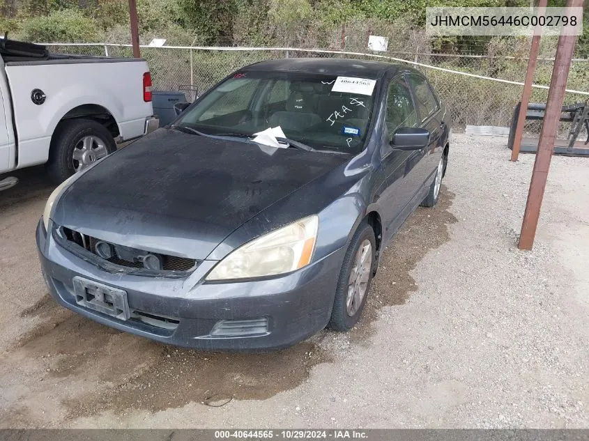 2006 Honda Accord 2.4 Lx VIN: JHMCM56446C002798 Lot: 40644565