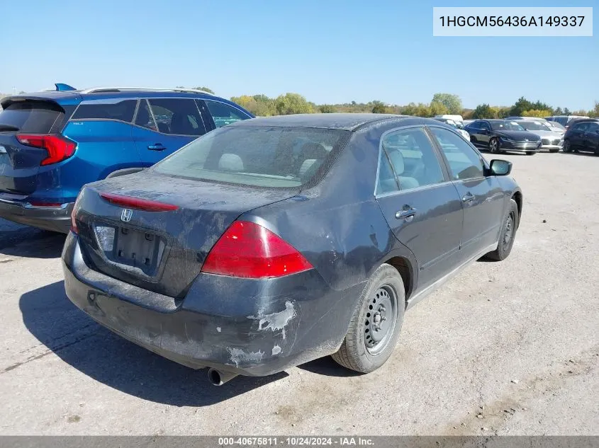 1HGCM56436A149337 2006 Honda Accord 2.4 Lx