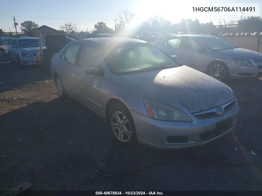 1HGCM56706A114491 2006 Honda Accord 2.4 Ex