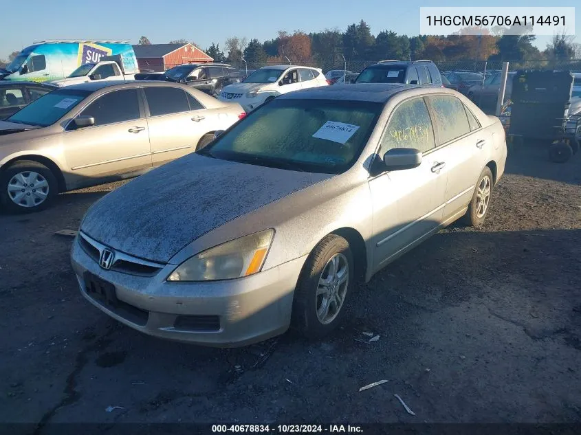 1HGCM56706A114491 2006 Honda Accord 2.4 Ex