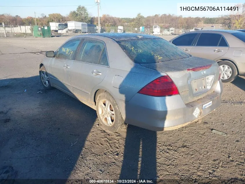 1HGCM56706A114491 2006 Honda Accord 2.4 Ex