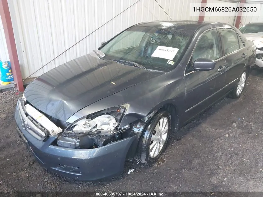 1HGCM66826A032650 2006 Honda Accord 3.0 Ex