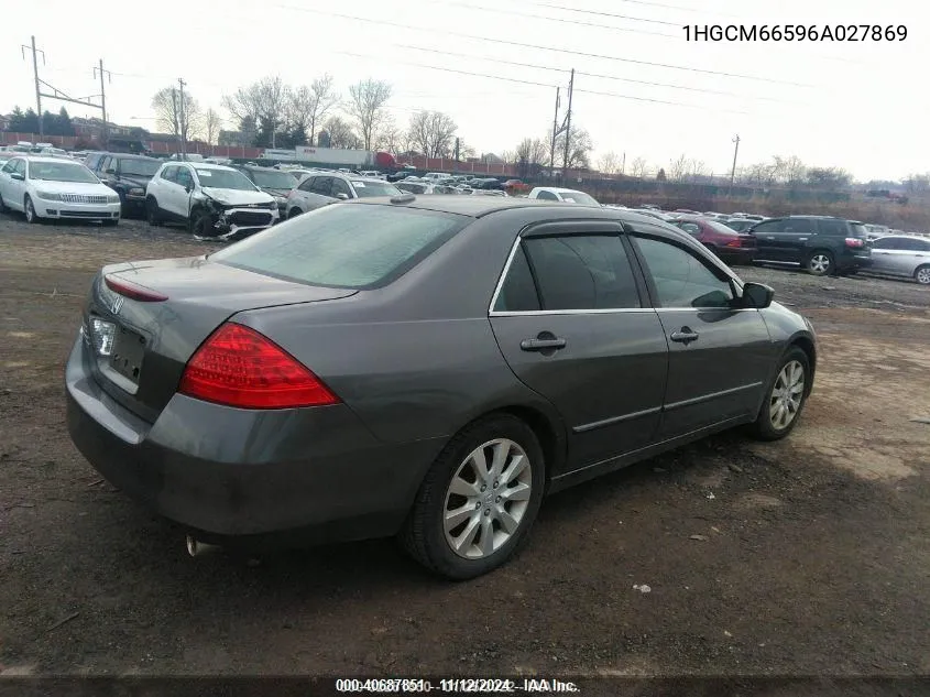 2006 Honda Accord 3.0 Ex VIN: 1HGCM66596A027869 Lot: 40687851