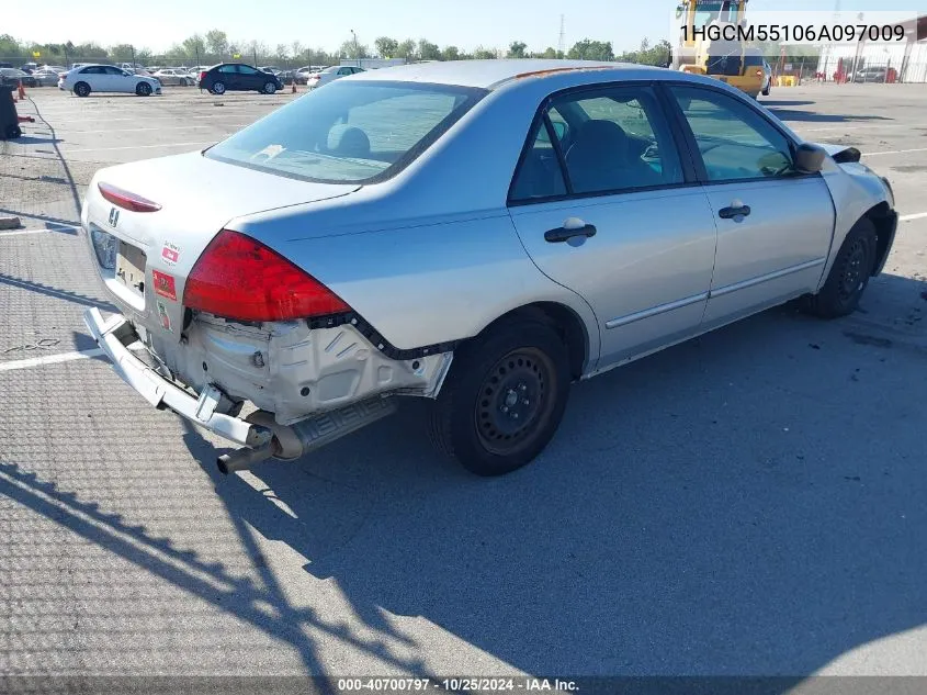 2006 Honda Accord 2.4 Vp VIN: 1HGCM55106A097009 Lot: 40700797