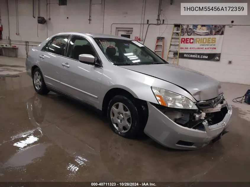 2006 Honda Accord 2.4 Lx VIN: 1HGCM55456A172359 Lot: 40711323