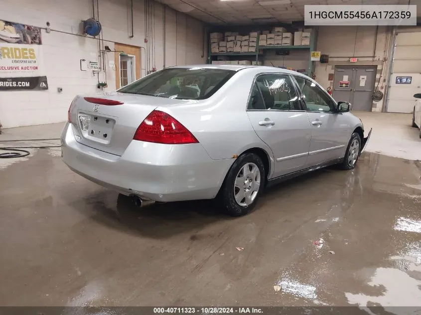 2006 Honda Accord 2.4 Lx VIN: 1HGCM55456A172359 Lot: 40711323