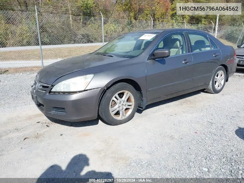 2006 Honda Accord 2.4 Ex VIN: 1HGCM56796A064562 Lot: 40728297