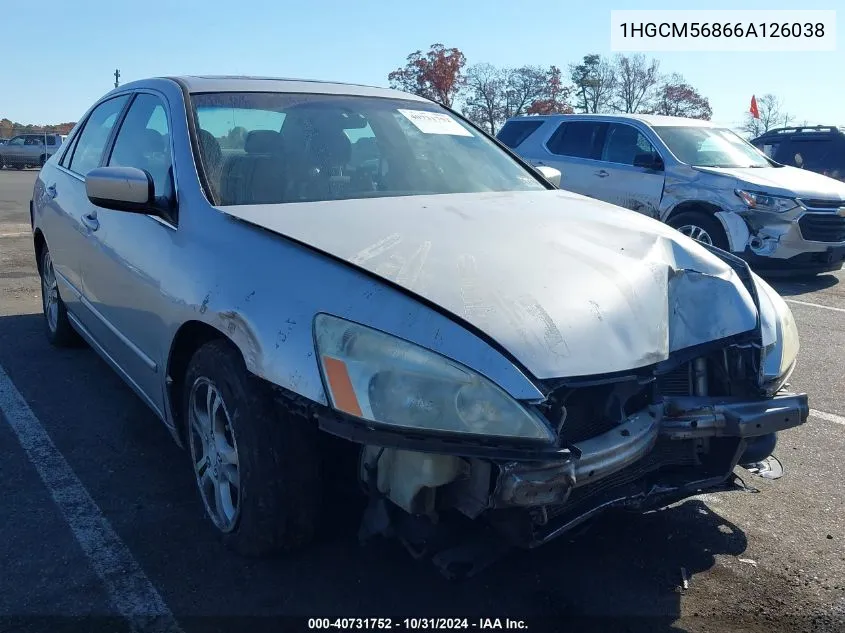 2006 Honda Accord 2.4 Ex VIN: 1HGCM56866A126038 Lot: 40731752