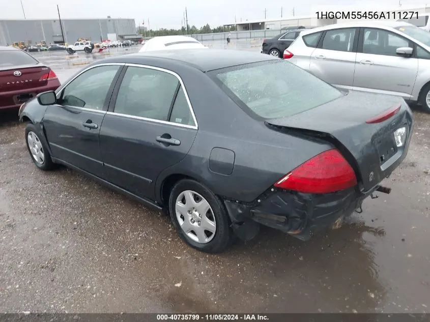 2006 Honda Accord 2.4 Lx VIN: 1HGCM55456A111271 Lot: 40735799