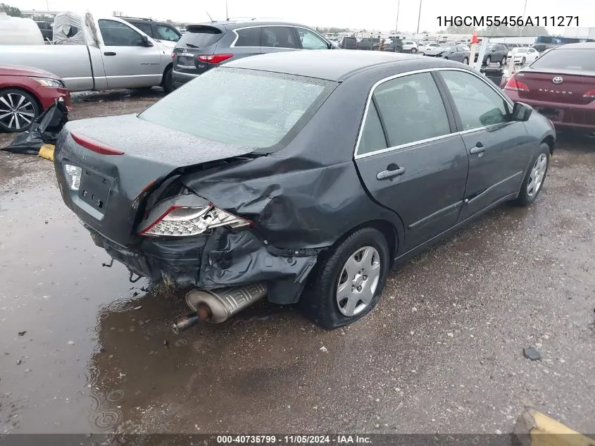 2006 Honda Accord 2.4 Lx VIN: 1HGCM55456A111271 Lot: 40735799