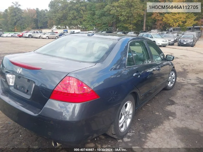 2006 Honda Accord 2.4 Ex VIN: 1HGCM56846A112705 Lot: 40740667