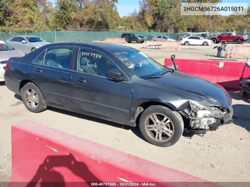 2006 Honda Accord 2.4 Ex VIN: 1HGCM56726A015011 Lot: 40757988