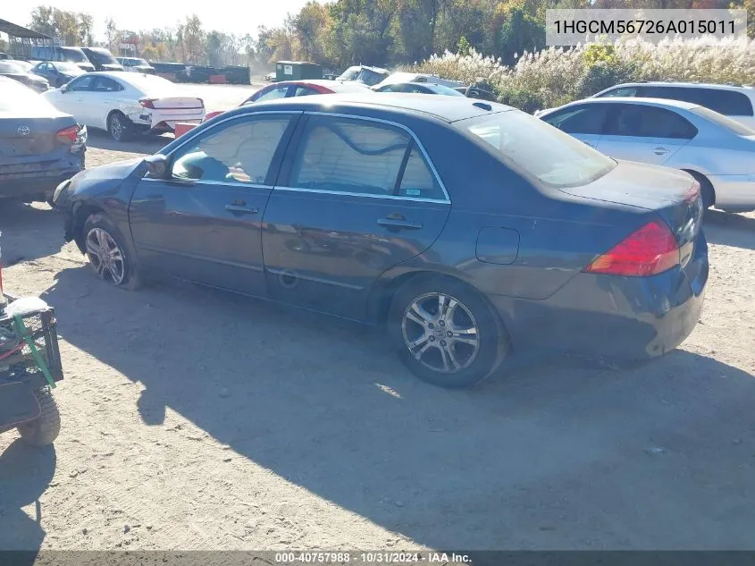 2006 Honda Accord 2.4 Ex VIN: 1HGCM56726A015011 Lot: 40757988