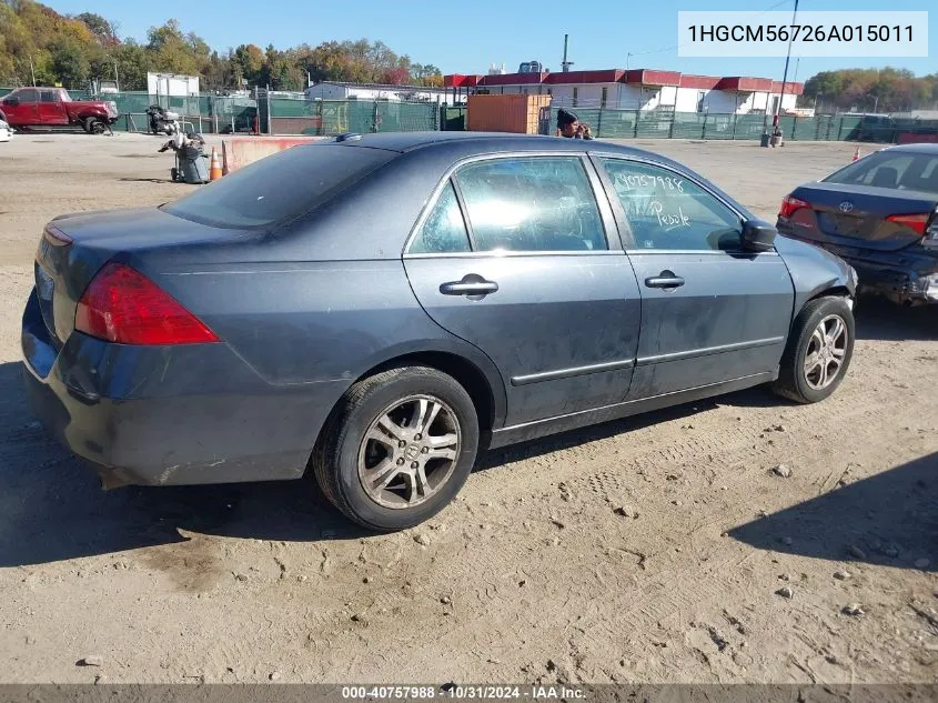 2006 Honda Accord 2.4 Ex VIN: 1HGCM56726A015011 Lot: 40757988