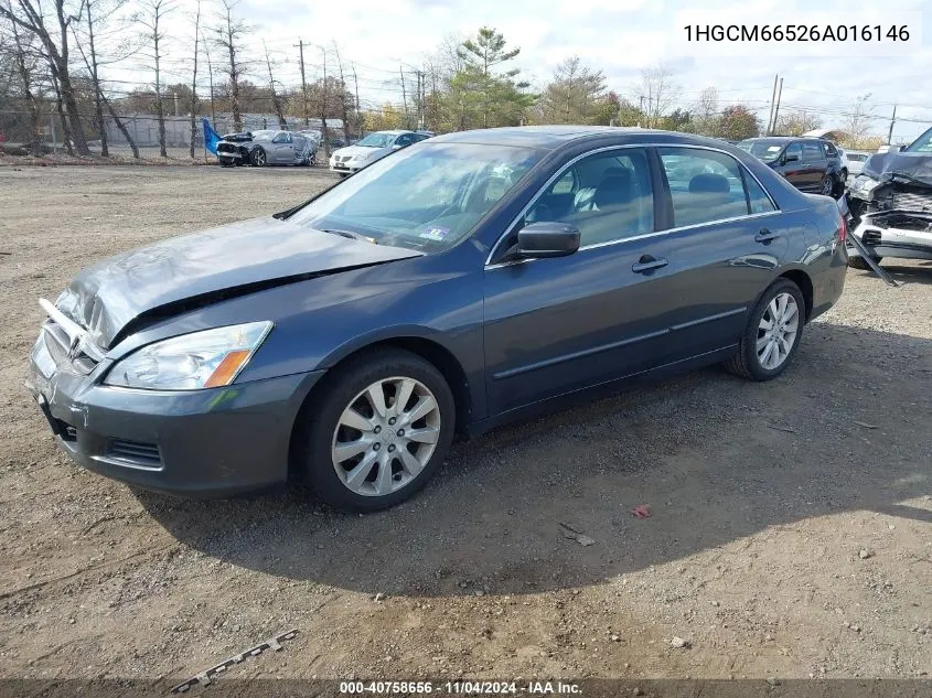 2006 Honda Accord 3.0 Ex VIN: 1HGCM66526A016146 Lot: 40758656