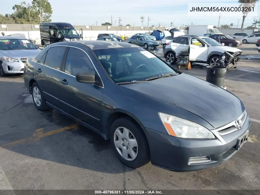 2006 Honda Accord 2.4 Lx VIN: JHMCM564X6C003261 Lot: 40796381