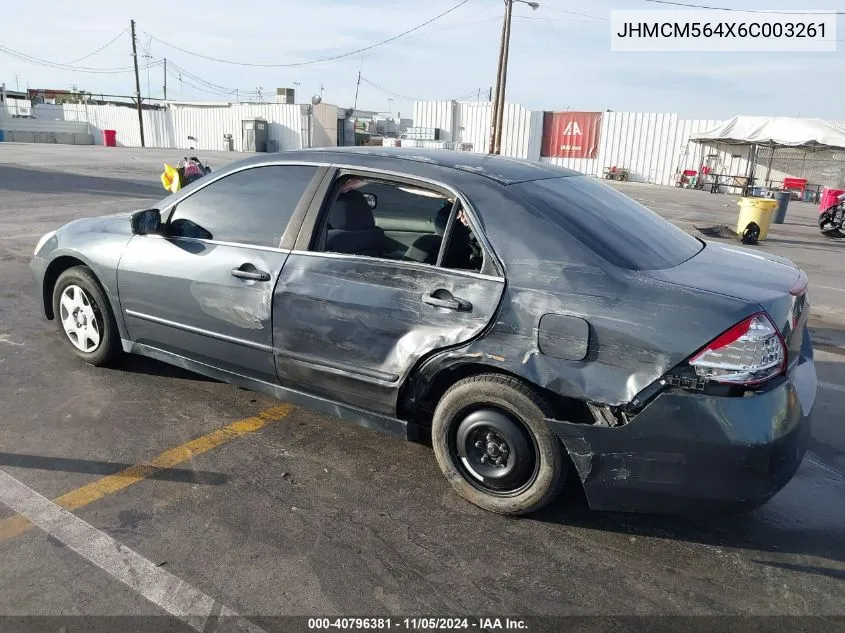 2006 Honda Accord 2.4 Lx VIN: JHMCM564X6C003261 Lot: 40796381