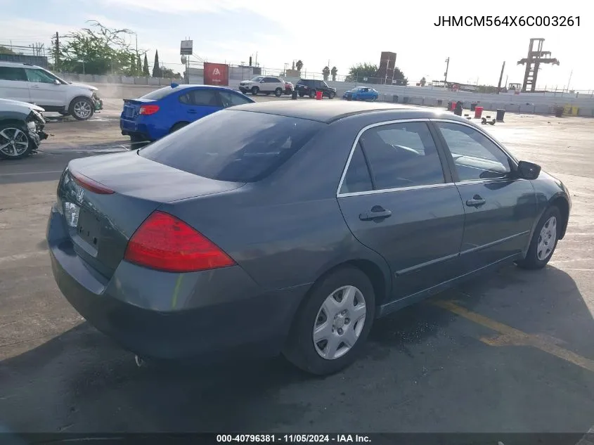 2006 Honda Accord 2.4 Lx VIN: JHMCM564X6C003261 Lot: 40796381