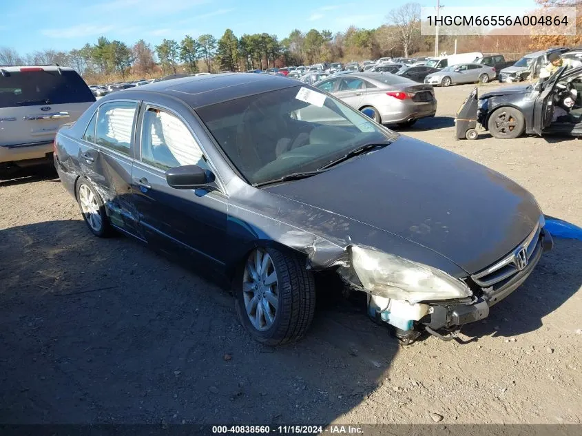 2006 Honda Accord 3.0 Ex VIN: 1HGCM66556A004864 Lot: 40838560