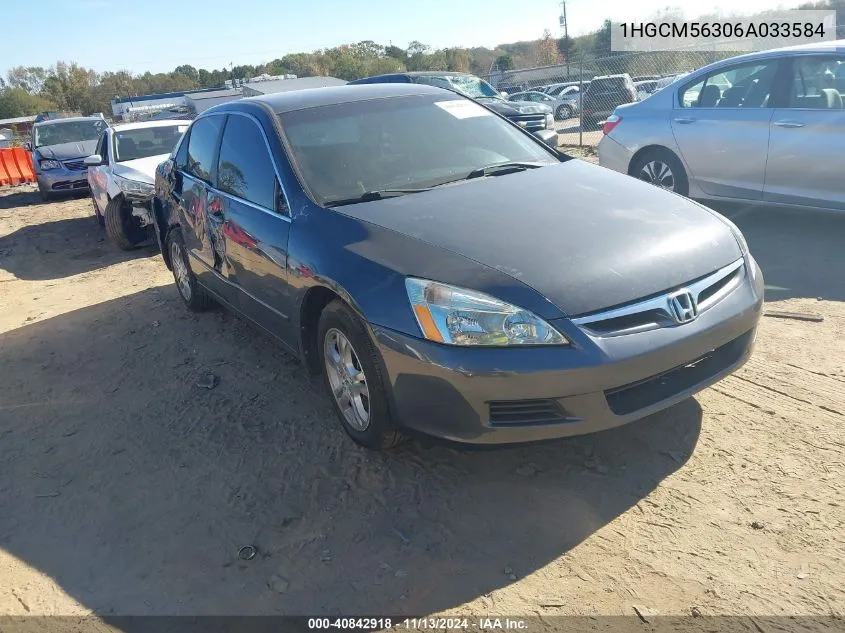 2006 Honda Accord 2.4 Se VIN: 1HGCM56306A033584 Lot: 40842918