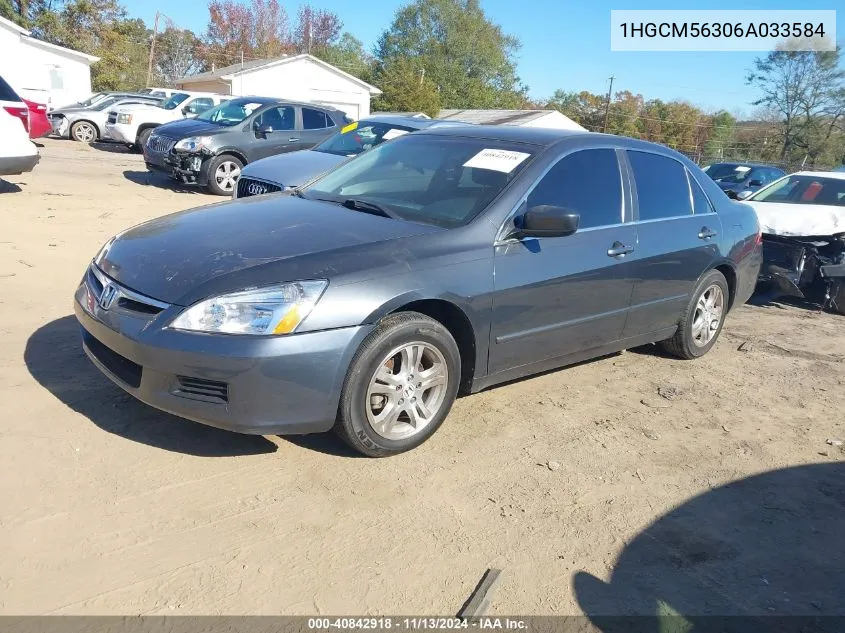 2006 Honda Accord 2.4 Se VIN: 1HGCM56306A033584 Lot: 40842918