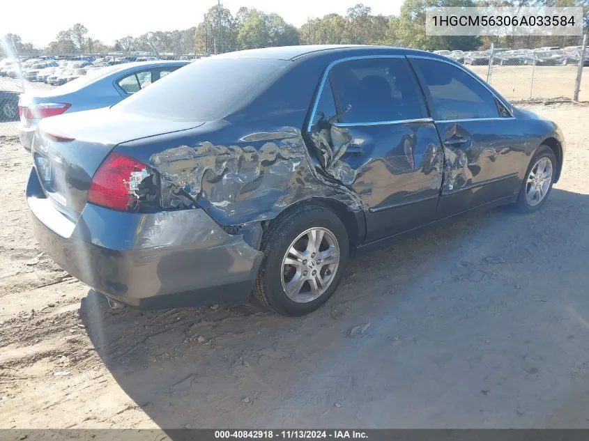 2006 Honda Accord 2.4 Se VIN: 1HGCM56306A033584 Lot: 40842918