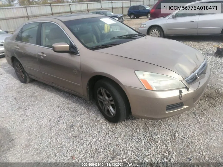 2006 Honda Accord 2.4 Ex VIN: 1HGCM56776A018471 Lot: 40843910