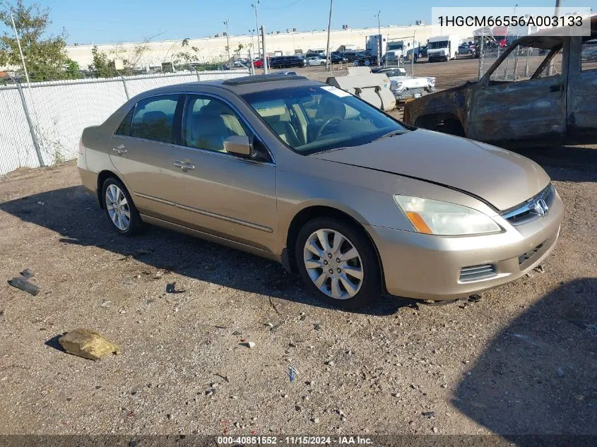 2006 Honda Accord 3.0 Ex VIN: 1HGCM66556A003133 Lot: 40851552