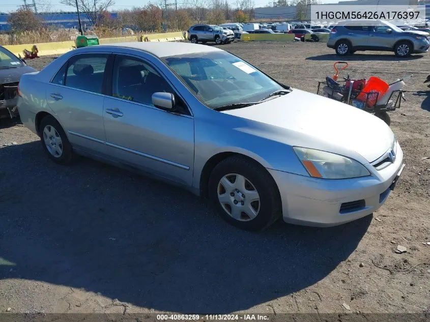 2006 Honda Accord 2.4 Lx VIN: 1HGCM56426A176397 Lot: 40863259