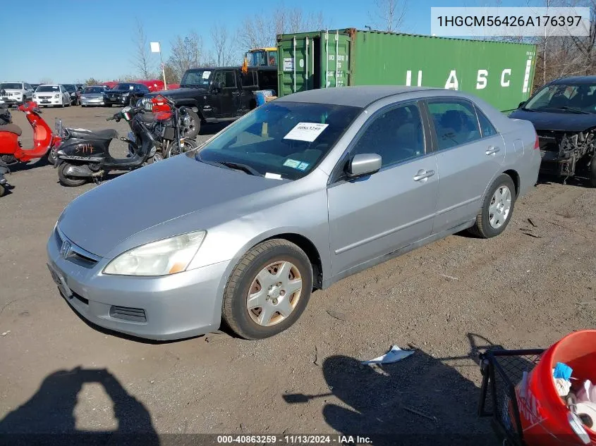 2006 Honda Accord 2.4 Lx VIN: 1HGCM56426A176397 Lot: 40863259