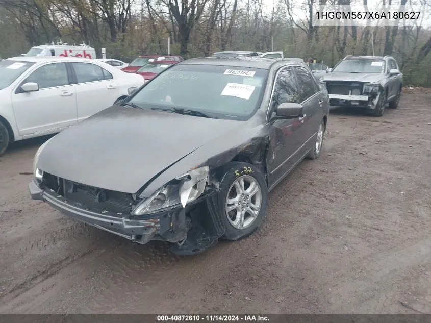 2006 Honda Accord 2.4 Ex VIN: 1HGCM567X6A180627 Lot: 40872610