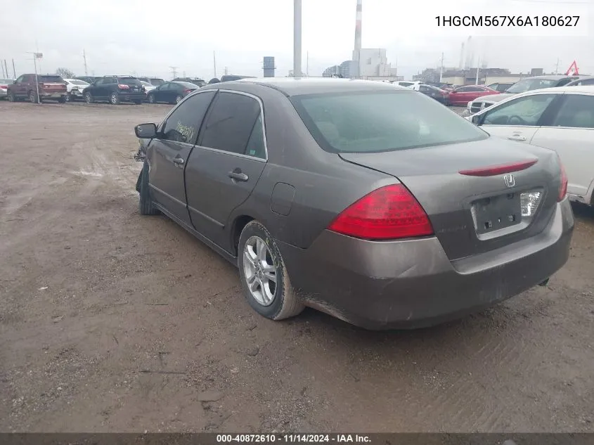 2006 Honda Accord 2.4 Ex VIN: 1HGCM567X6A180627 Lot: 40872610