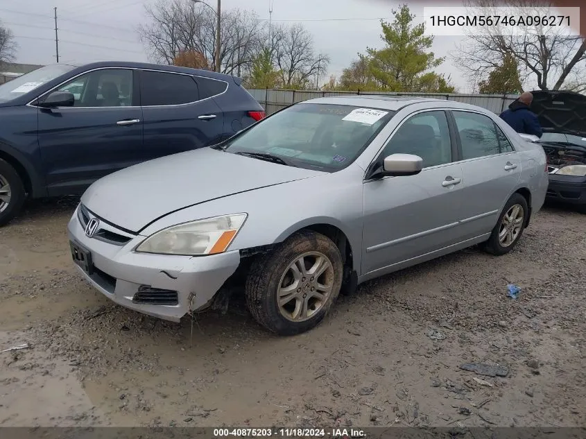 2006 Honda Accord 2.4 Ex VIN: 1HGCM56746A096271 Lot: 40875203