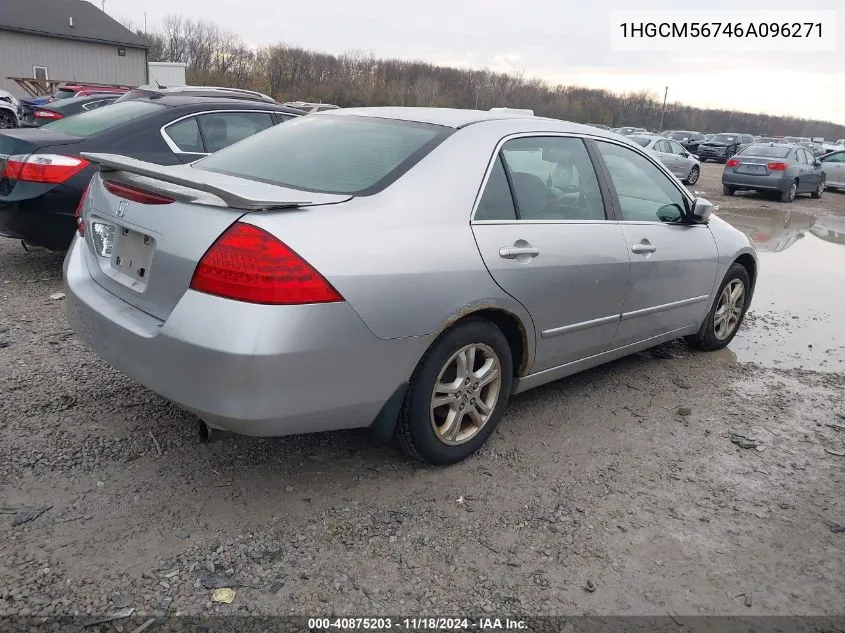 2006 Honda Accord 2.4 Ex VIN: 1HGCM56746A096271 Lot: 40875203