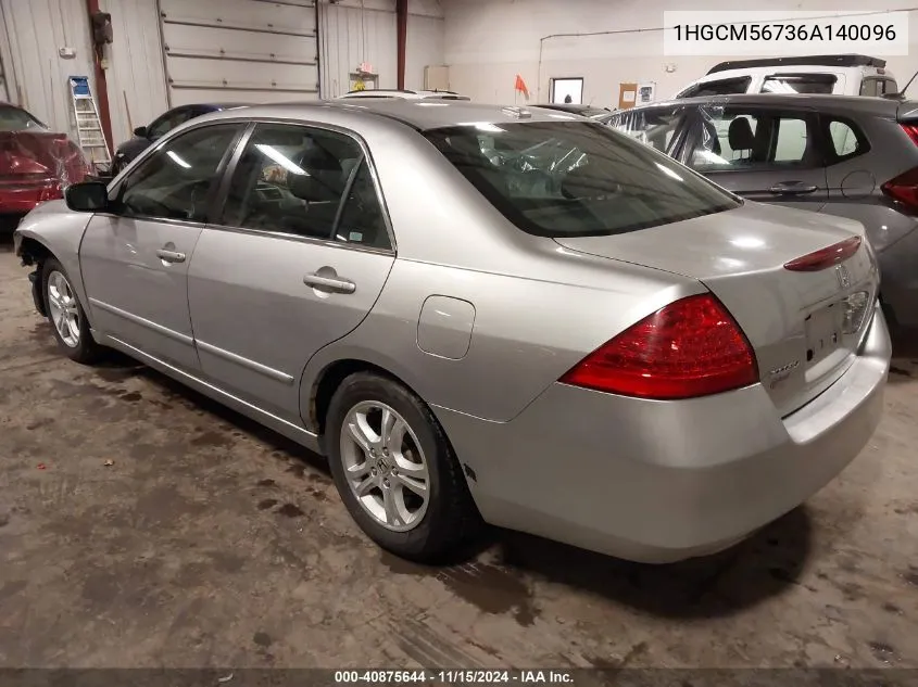 2006 Honda Accord 2.4 Ex VIN: 1HGCM56736A140096 Lot: 40875644