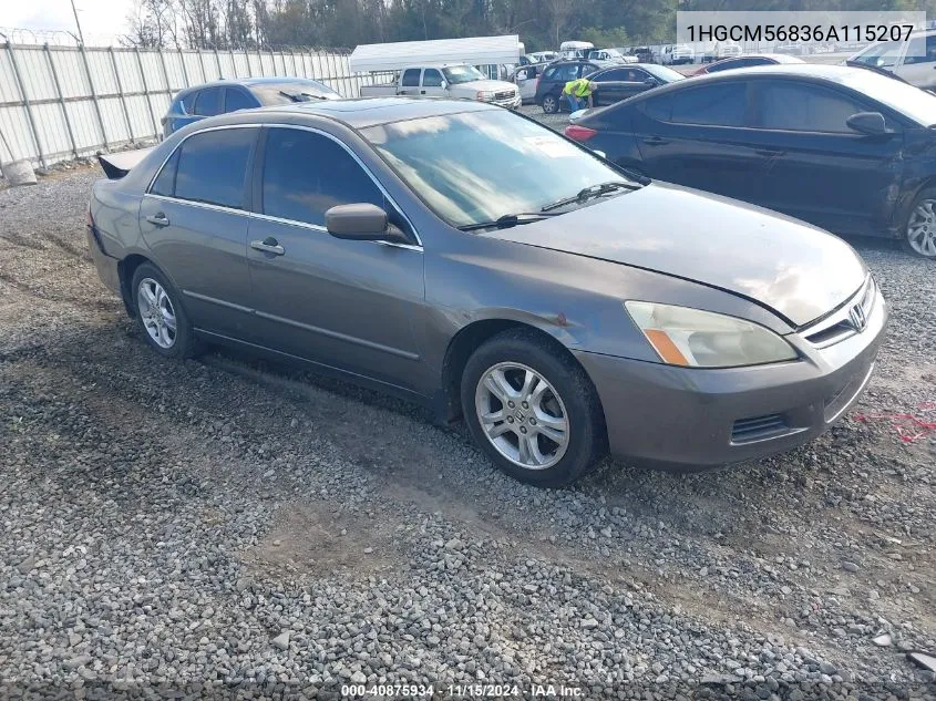 2006 Honda Accord 2.4 Ex VIN: 1HGCM56836A115207 Lot: 40875934