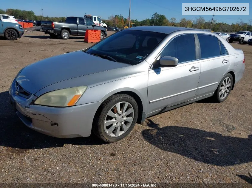 2006 Honda Accord 2.4 Lx VIN: 3HGCM56496G702672 Lot: 40881470