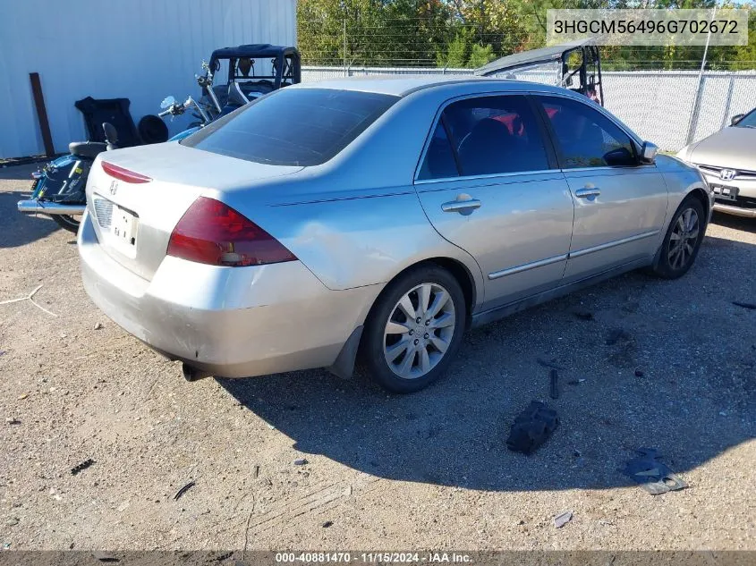 2006 Honda Accord 2.4 Lx VIN: 3HGCM56496G702672 Lot: 40881470