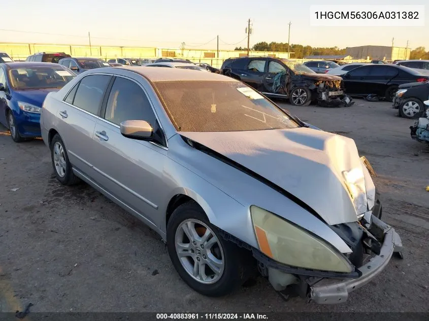 2006 Honda Accord 2.4 Se VIN: 1HGCM56306A031382 Lot: 40883961