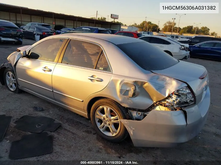 2006 Honda Accord 2.4 Se VIN: 1HGCM56306A031382 Lot: 40883961