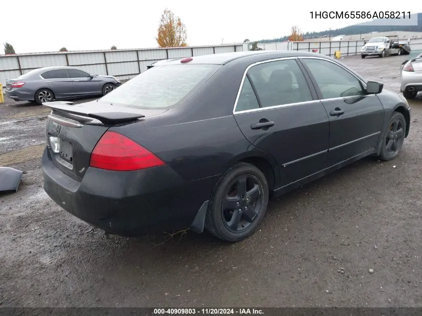 2006 Honda Accord 3.0 Ex VIN: 1HGCM65586A058211 Lot: 40909803