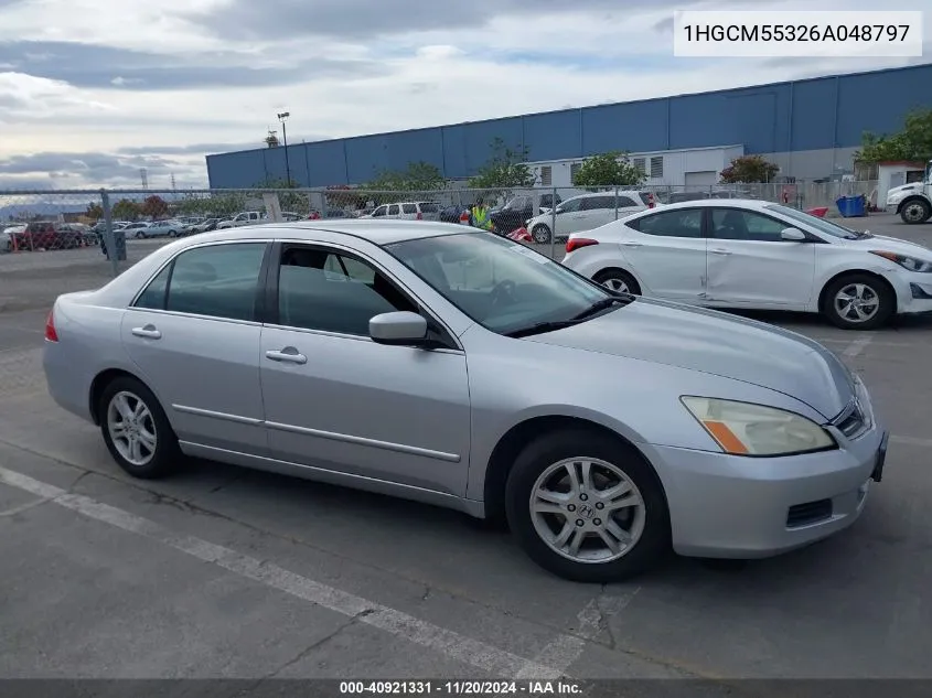 2006 Honda Accord 2.4 Se VIN: 1HGCM55326A048797 Lot: 40921331